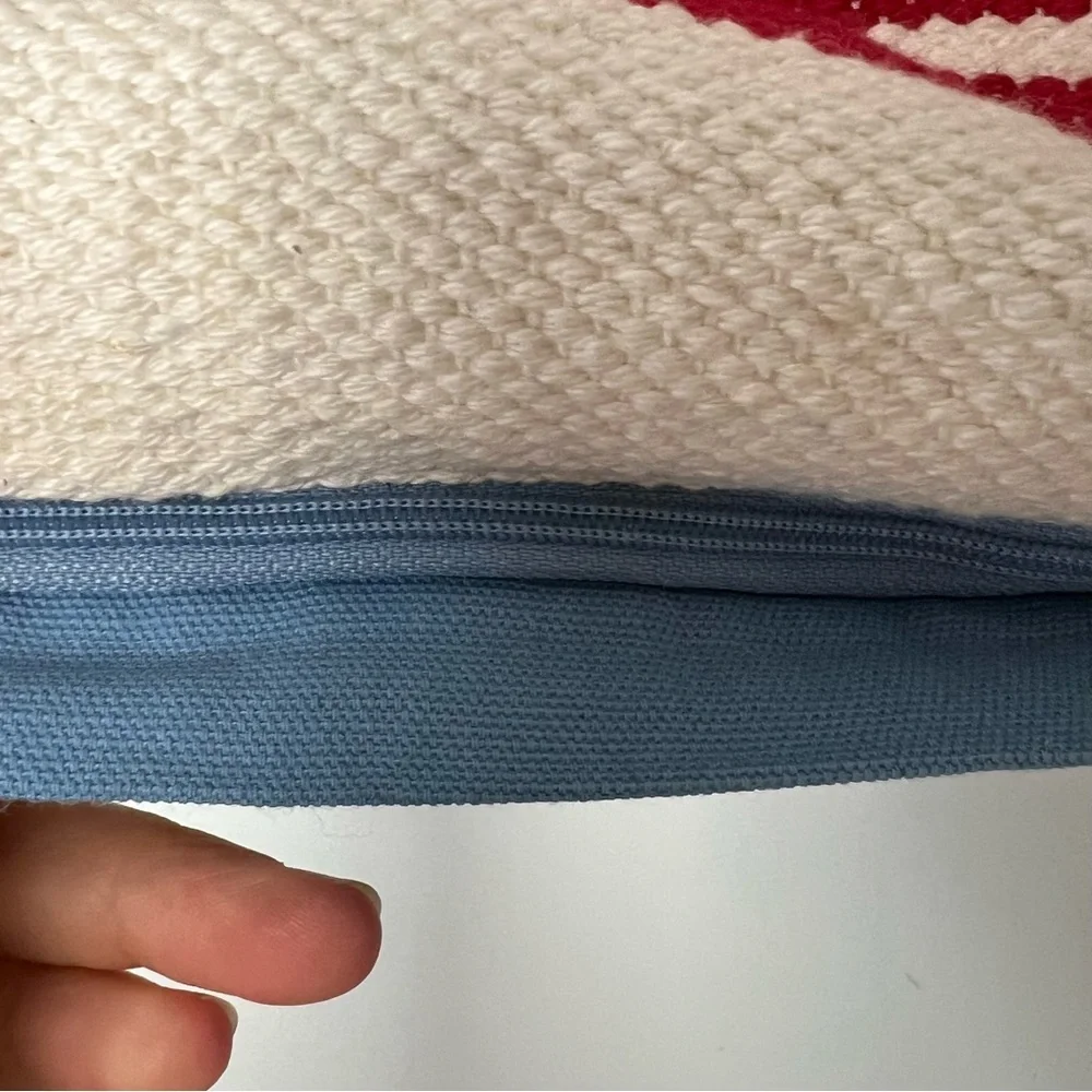 Newport Patriotic - Red, White & Blue - Cotton Pillow Cover with Tassels 19”X14”